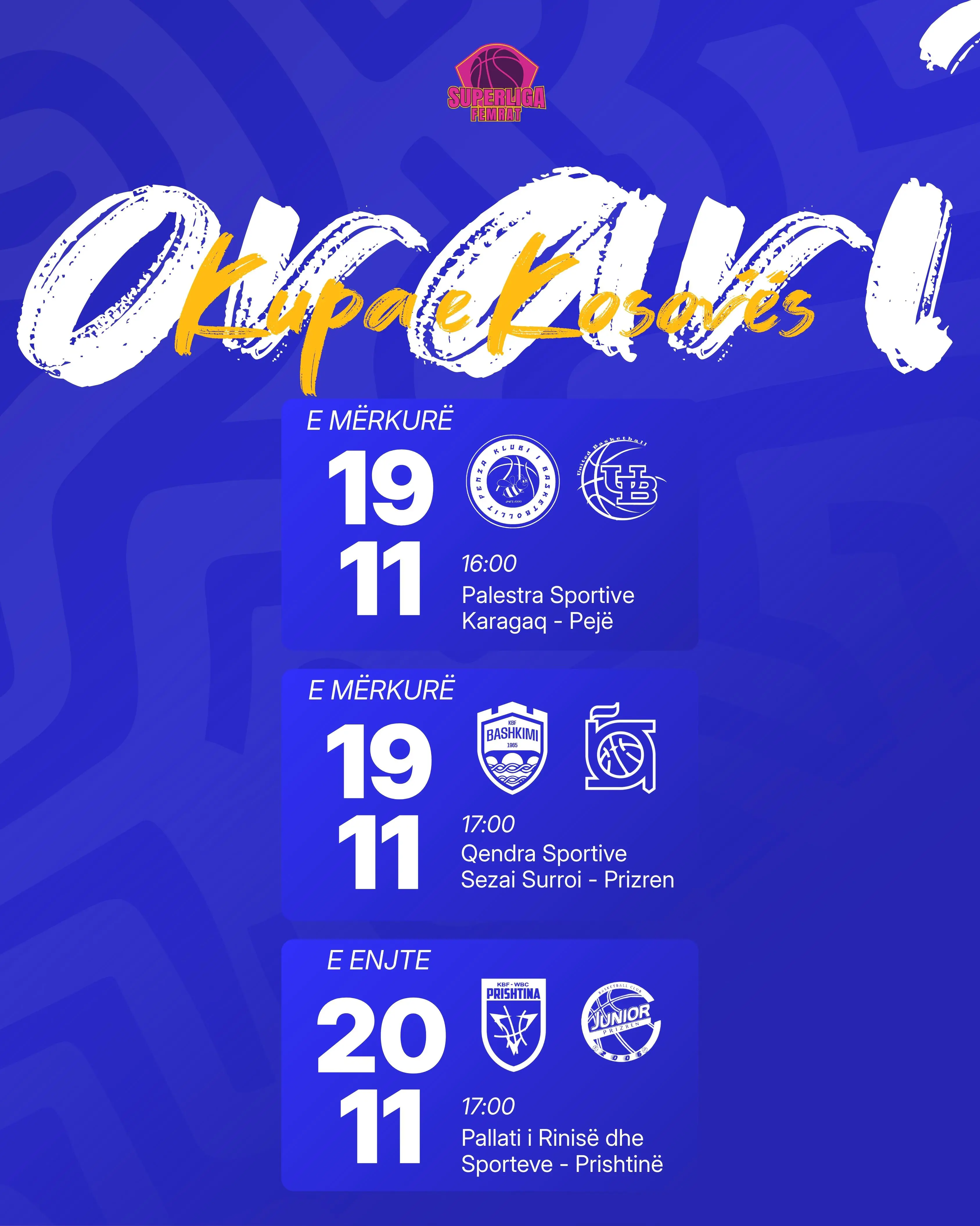 Çerekfinalet e Kupës së Kosovës (Femrat) – Nis gara për trofeun!